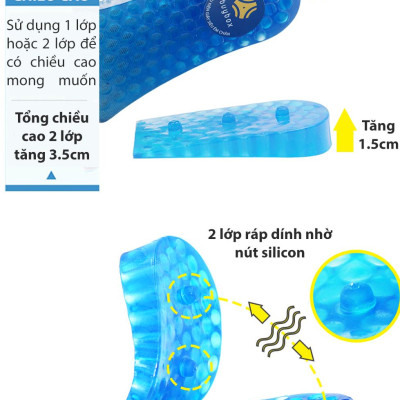 Bộ 4 miếng lót độn đế silicone tổ ong tăng 3.5cm chiều cao - buybox - BBPK43