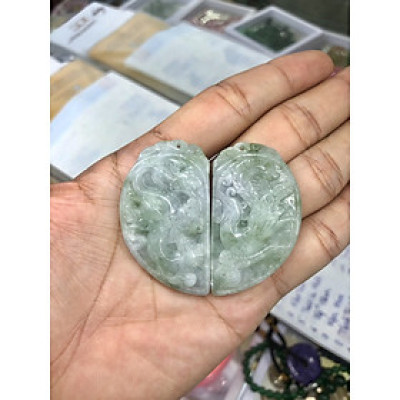 Mặt dây chuyền Rồng phụng phong thủy đá ngọc phỉ thúy