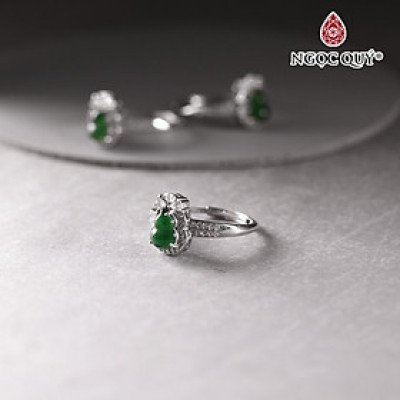 Nhẫn bạc đính hồ lô phỉ thúy luc đế vương type A  5x7mm mệnh hỏa, mộc - Ngọc Quý Gemstones