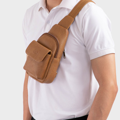 Balo Lata ( Thời trang nam đi chơi cỡ trung - Balo đeo chéo da BALC26 )