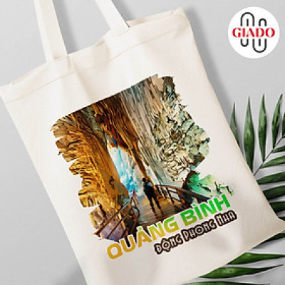 Túi canvas GIADO, túi vải bố, túi tote mẫu Quảng Bình động Phong Nha