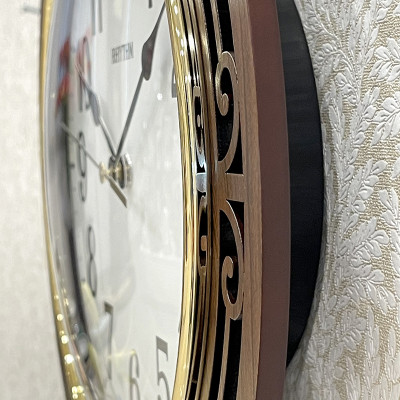 Đồng hồ treo tường Nhật Bản Rhythm CMP542NR06 Kt 28.5 x 38.0 x 5.5cm, 620g Vỏ gỗ. Dùng Pin.