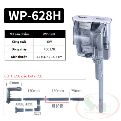Lọc thác Sobo Slim Hanging Filter 618H, 628H, 638H mini treo bể cá tép thủy sinh