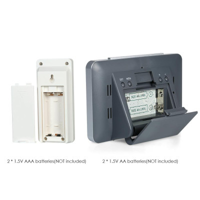 Đồng hồ để bàn kỹ thuật số không dây,hiển thị màn hình LCD, Chức năng Dự báo thời tiết, định dạng 12H / 24H