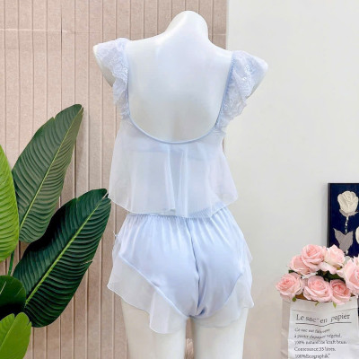 Bộ Đồ Ngủ B567 Lụa Quảng Châu Viền Ren Lưới Cao Cấp Sexy