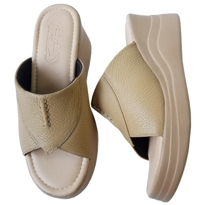 Dép Đế Xuồng Nữ BIGBEN Da Bò Thật Cao 7 Phân DX58