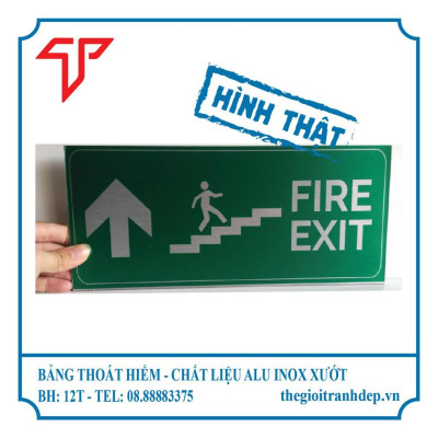 Bảng lối thoát hiểm, bảng exit, bảng chỉ dẫn, biển hướng dẫn exit, bảng exit in uv trên alu inox đẹp