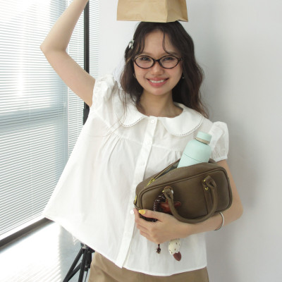 DOTTIE - Áo tay phồng cổ lá sen - Trắng - T1117