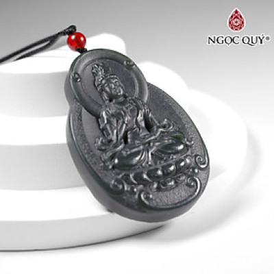 Mặt dây chuyền phật bà ngọc hòa điền 58x39mm dày 9mm mệnh mộc, mệnh hỏa - Ngọc Quý Gemstones