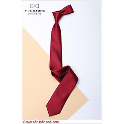 Cavat nam chất sần bản nhỏ 6cm - Cavat công sở màu đỏ mận