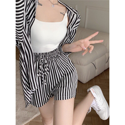 Áo sơ mi kẻ thời trang dáng dài rộng phong cách Hàn Quốc