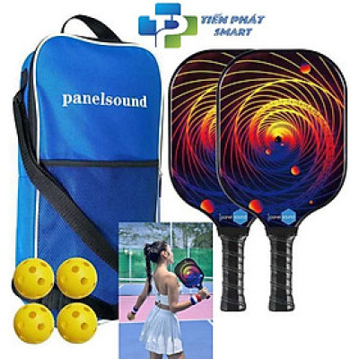 Bộ 2 Vợt Chơi Bóng Pickleball Siêu Nhẹ Và Nhanh Chóng Kèm Túi Đựng 4 Quả Bóng {gồm 4 bóng 1 túi ( 2 vợt)} Xoáy Đỏ