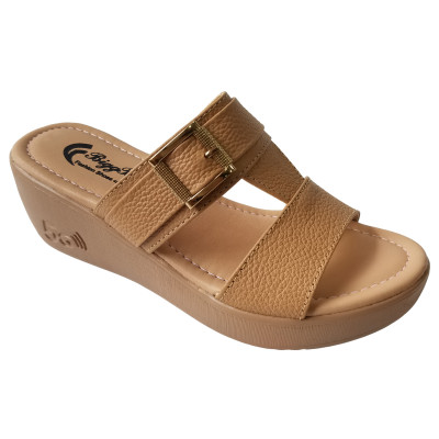 Dép Đế Xuồng Nữ BIGBEN Da Bò Thật Cao 5 Phân DX56