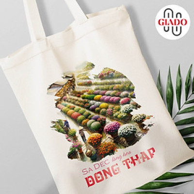 Túi canvas GIADO, túi vải bố, túi tote mẫu Đồng Tháp làng hoa Sa Đéc