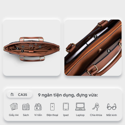 Cặp Công Sở Lata ( Thời trang nam basic - Cặp da CA35 )