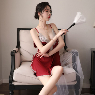 Đầm ngủ lụa vạt xẻ phối ren Cao Cấp