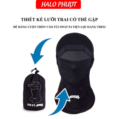 Khăn trùm ninja SWAT F4 (có lưỡi trai chống nắng gấp gọn) che kín cổ cao cấp