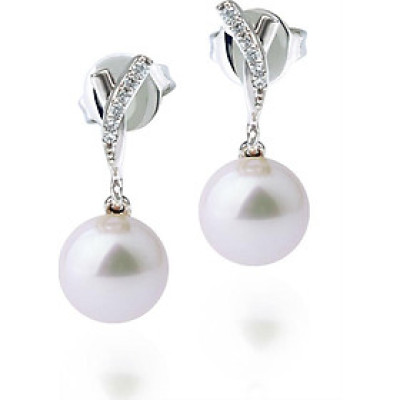 Bông Tai Nữ Ngọc Trai LuxJy Jewelry E3029 - Trắng Kem