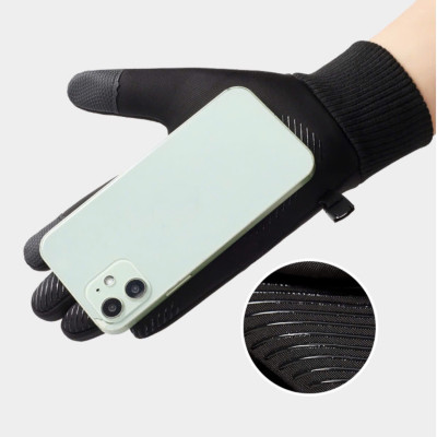 Găng tay phượt dành cho nam lót nỉ lông ấm áp cảm ứng điện thoại phủ gen nhựa chống trượt GTNK02