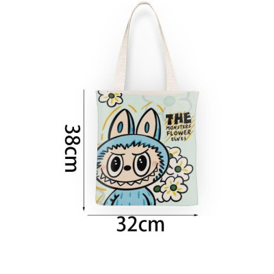 Túi xách nữ túi tote chất liệu vải họa tiết hoạt hình labubu kích thước 38 * 32cm đi chơi tiện lợi