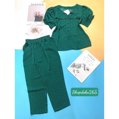 Đồ bộ nữ,đồ ngủ mặc nhà lửng 9 tấc vải lụa mango BL 49 họa tiết dễ thương size 47-60kg.