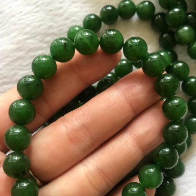 Vòng tay Ngọc Jade Xanh Ngọc Bích 9,5mm Chất đẹp hợp Nữ mạng Mộc Hỏa Thủy ạ