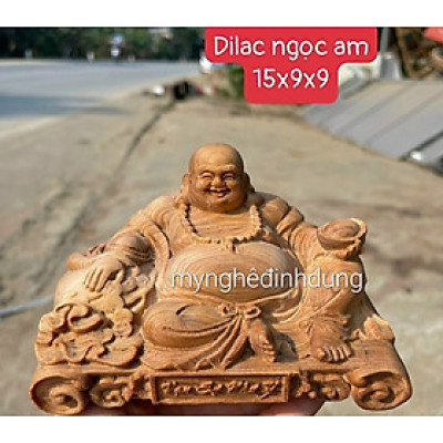 Tượng phật di lặc mini để ôtô ,bàn làm việc ,bàn học ...bằng gỗ ngọc am thơm nức kt 15×9×9cm