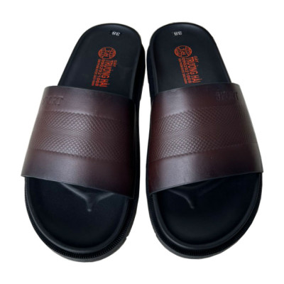 Dép da nam quai ngang thời trang da bò thật màu nâu chính hãng Trường Hải QN157