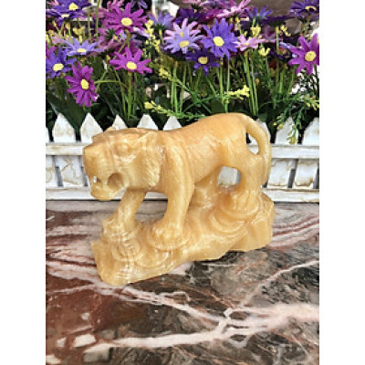 Tượng Cọp, Hổ giáp phong thủy đá ngọc hoàng long trang trí phòng khách, bàn làm việc - Cao 15 cm