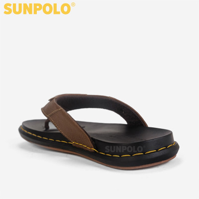 Dép Kẹp Xỏ Ngón Nam Da Bò SUNPOLO KEP205 Đế cao su (Đen, Nâu)
