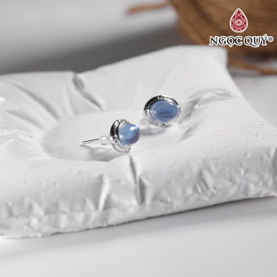 Bông tai cỏ 4 lá đá sapphire mệnh thủy, mộc - Ngọc Quý Gemstones
