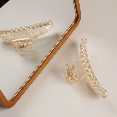 Kẹp Tóc Càng Cua Đính Ngọc Trai Nhân Tạo Phong Cách Hồng Kông Thâp Niên 90s