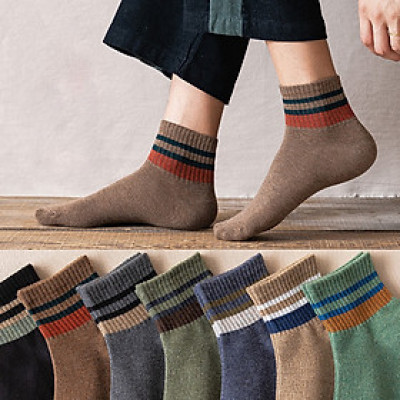 Combo 5 Vớ tất Nam Nữ kẻ 3 sọc cổ cao phong cách trẻ trung, năng động.