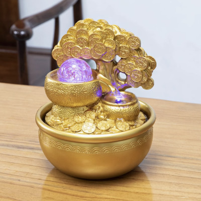 Thác Nước Phong Thủy Cây Vàng Ngọc Châu Tài Lộc Decord Trang Trí_ Hàng Chính Hãng