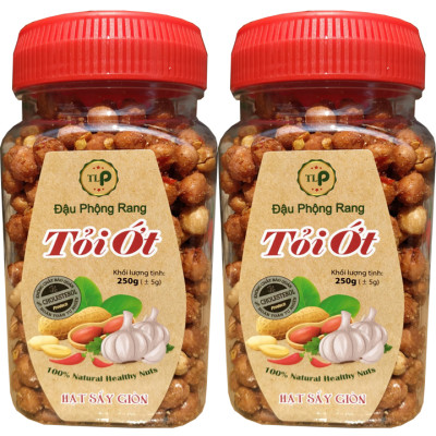 Combo 2 hũ đậu phộng sấy giòn tỏi ớt MỖI HŨ 250G