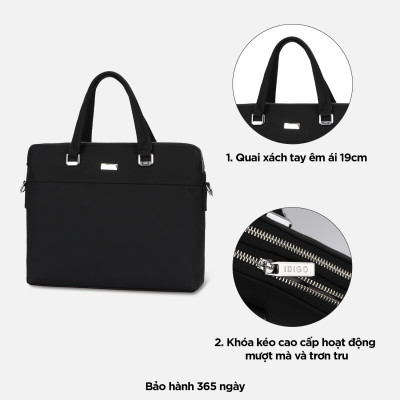 Túi đựng laptop 14 inch da thật, túi xách công sở nam nữ đựng tài liệu A4 IDIGO MB1 - 20000