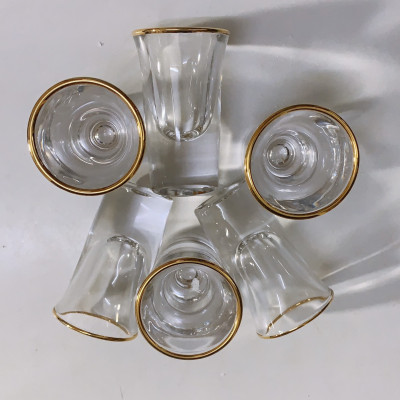 BỘ 6 LY RƯỢU THỦY TINH TEAPOS VIỀN VÀNG 20ML - ANTH694