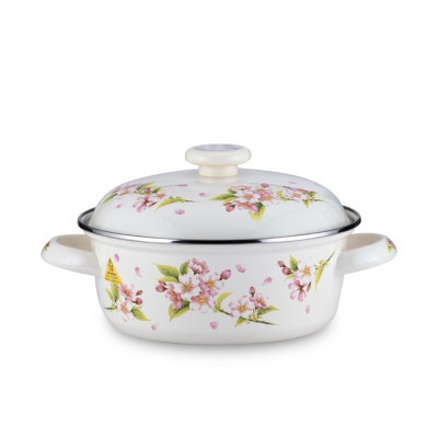 Nồi tráng men FUJIHORO 18cm, 1.8L ( Hoa văn Sakura ) SYM-12, Sử dụng bếp từ