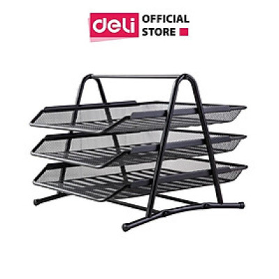 Khay Đựng Tài Liệu 3 Tầng Deli - Chất Liệu Thép Lưới Chắc Chắn, Siêu Bền, Thiết Kế Có Thể Tháo Rời, Dễ Dàng Lắp Ráp