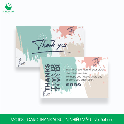 MCT08 - 9x5.4 cm - 500 Card Thank you, Thiệp cảm ơn khách hàng, card cám ơn cứng cáp sang trọng