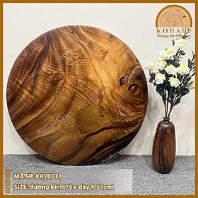 Mặt Bàn Tròn Gỗ Me Tây KOHAFU Đường Kính 75cm - Sản Phẩm Giống Y Hình 
