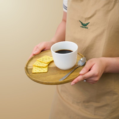 Khay gỗ keo đa năng hình tròn Vibasic, đa dạng kích thước, chụp hình decor đựng đồ trang trí