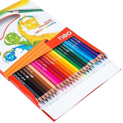 Bút chì màu học sinh 3 cạnh Deli 12/ 18/ 24/ 36 màu/hộp - EC00200/EC00210/EC00220/EC00230