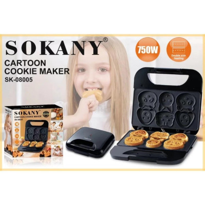 Máy làm bánh sokany 6 khuôn hình thú, máy nướng bánh công suất lớn