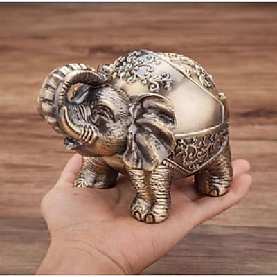 gạt tàn con voi tài lộc đứng bằng đồng ( tặng kèm mở bia 3in1)