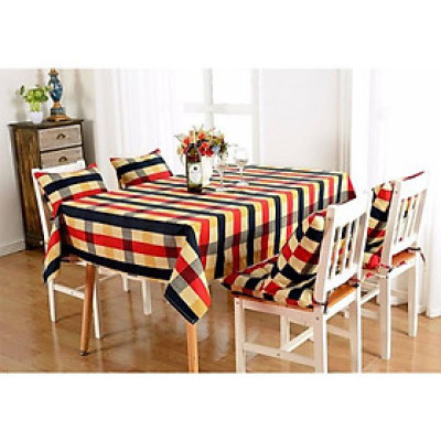Khăn trải bàn vải canvas cao cấp sọc caro  KB13