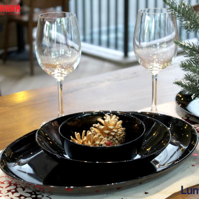 Đĩa Thủy Tinh Oval Luminarc Diwali Đen 25x33cm cường lực, kháng vỡ - 1 đĩa - P0866