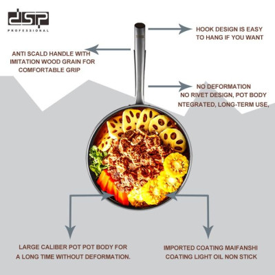 Chảo chống dính sâu lòng sử dụng công nghệ phủ khoan khắc bề mặt inox 304 cao cấp thương hiệu DSP - HÀNG NHẬP KHẨU