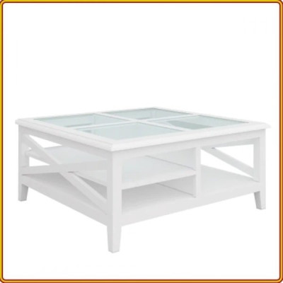 Bàn trà vuông Juno Sofa mặt kính 100 x 100 x 45 cm 