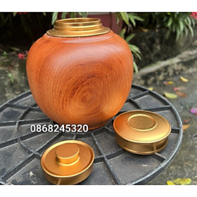 Hũ đựng trà ( chè ) bằng gỗ hương đá kt cao 18×14cm 